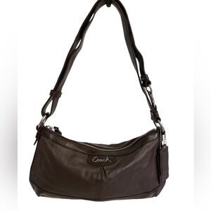 Coach east west brown leather shoulder bag